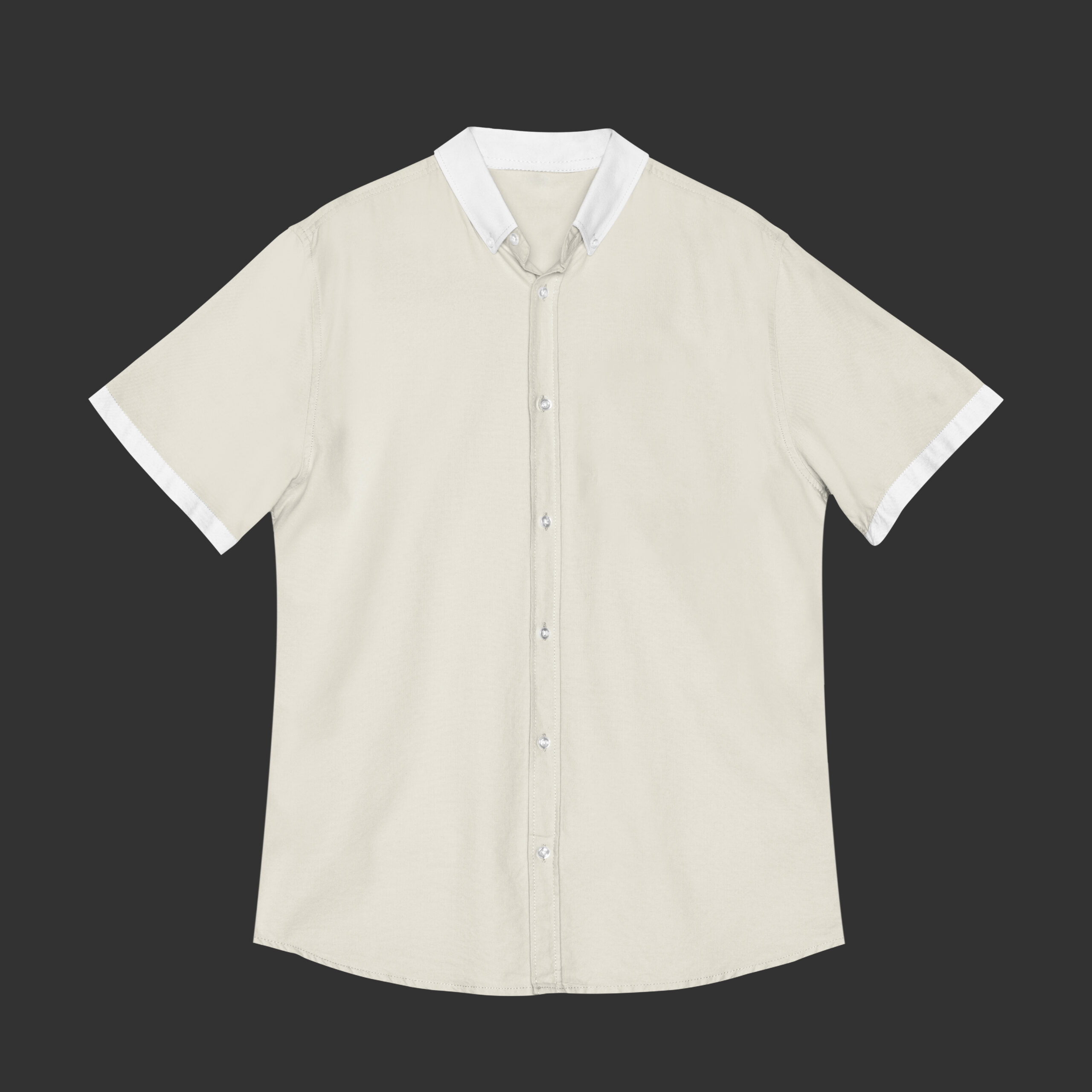 Mens beige short sleeve shirt casual apparel